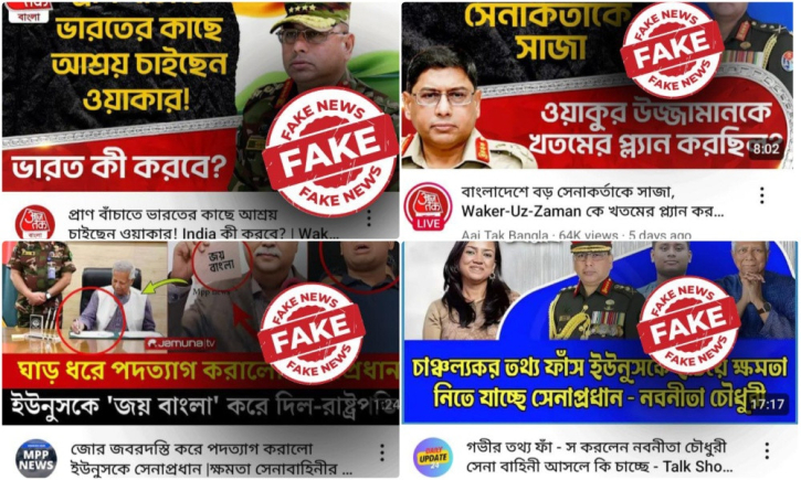 সেনাপ্রধান ও সেনাবাহিনীকে জড়িয়ে ২৪ ভুয়া তথ্য শনাক্ত সেনাপ্রধান ও সেনাবাহিনীকে জড়িয়ে ২৪ ভুয়া তথ্য শনাক্ত
