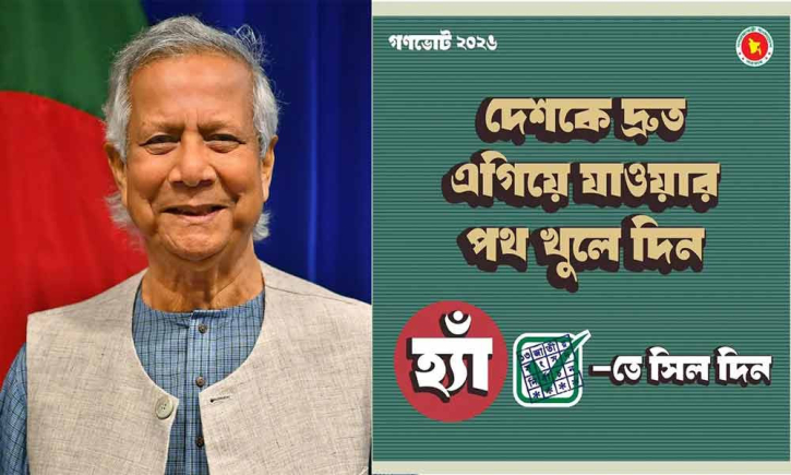 গণভোটে ‘হ্যাঁ’ ভোট চেয়ে ফটোকার্ড শেয়ার করলেন প্রধান উপদেষ্টা